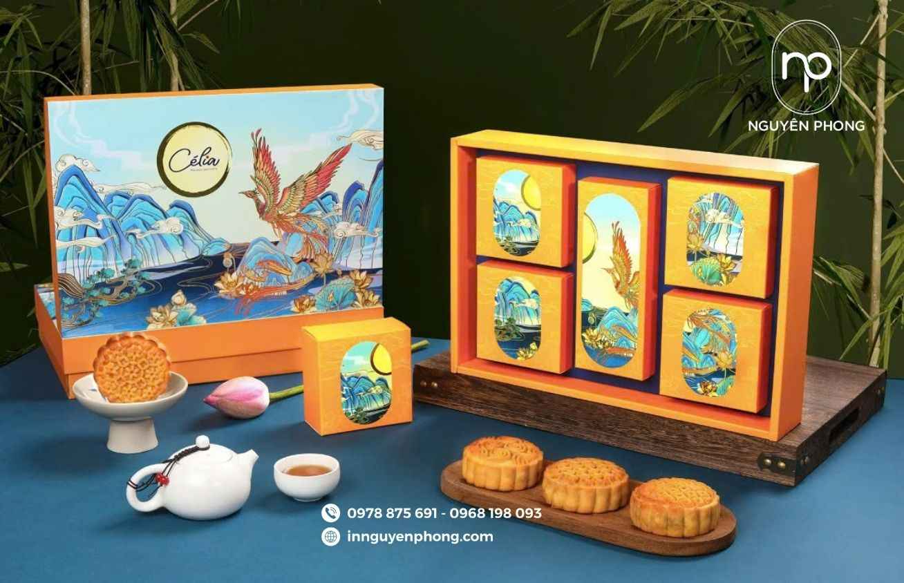 Mẫu thiết kế hộp đựng bánh trung thu sang trọng